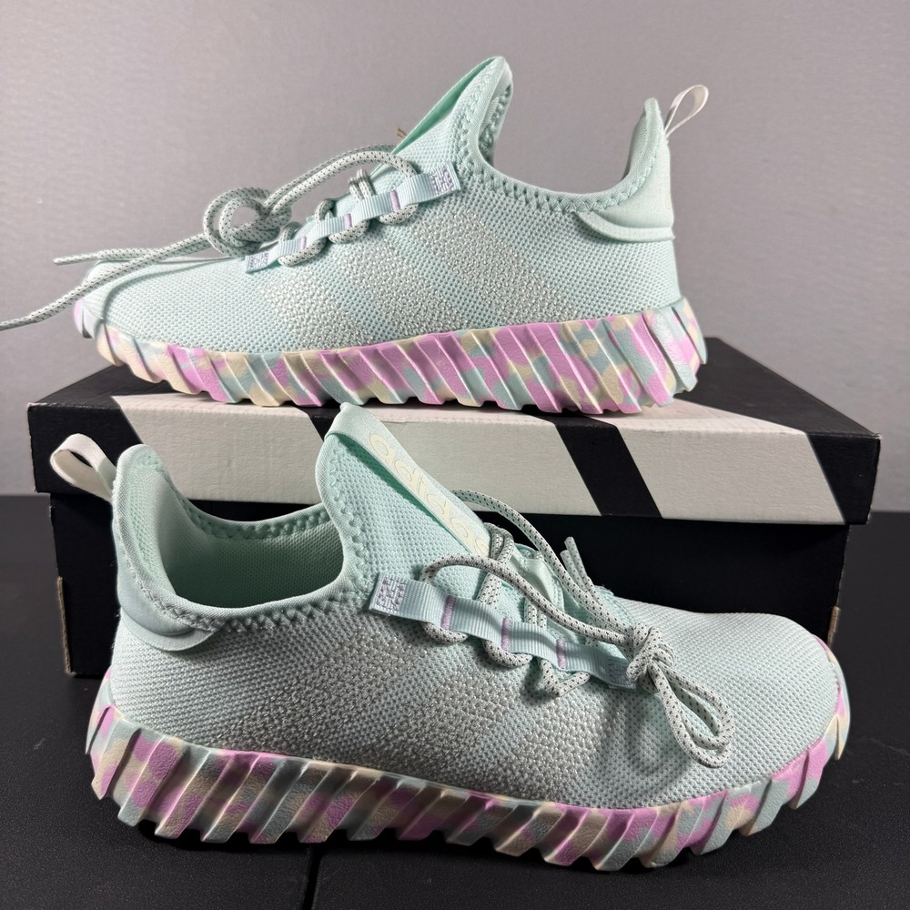 Adidas Kaptir Flow K Running Shoes Almost Blue Mint Ton Camo JR0425 Kids Size 7